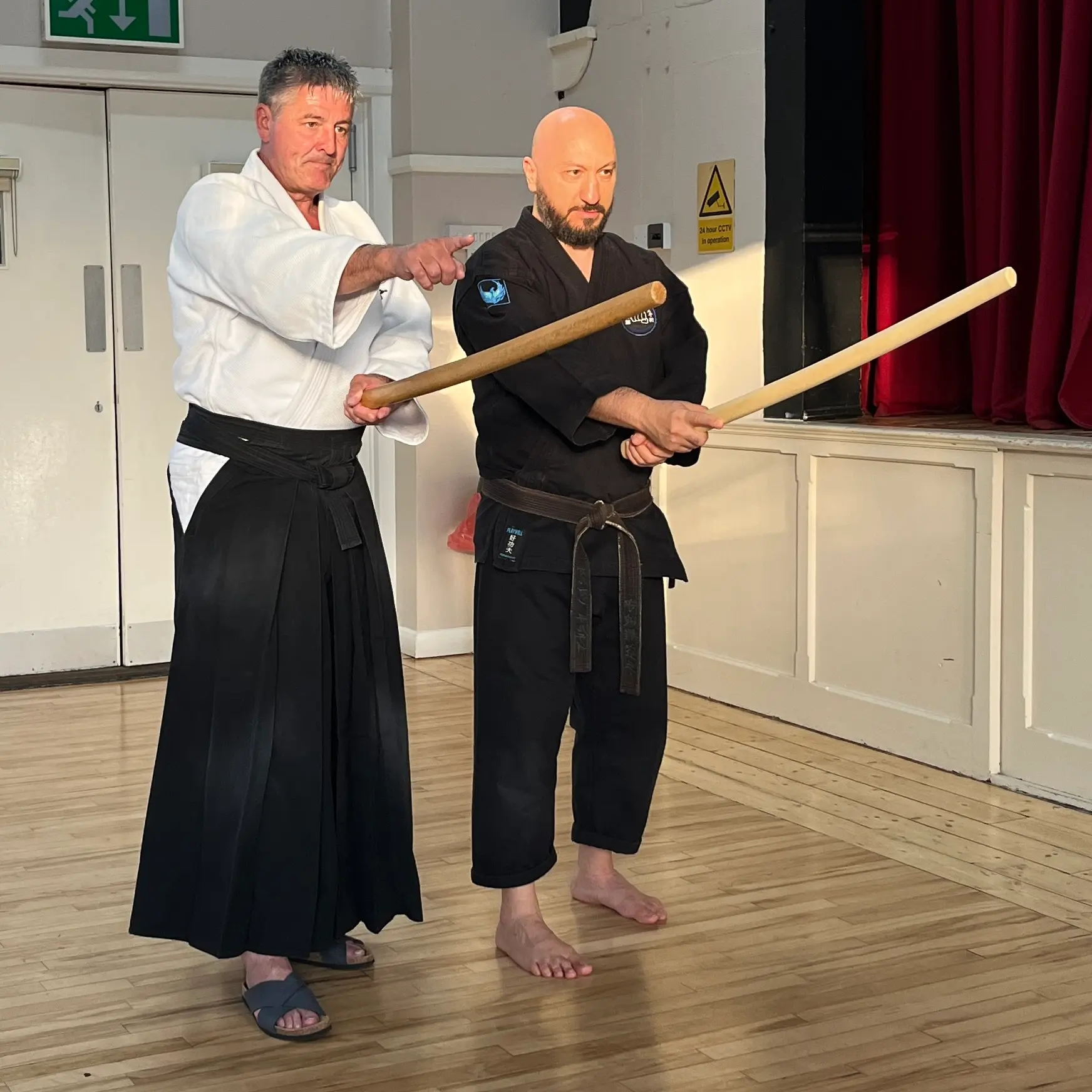 Olgun Tiltay learning bokken basics from William Timms Sensei [7th Dan Aikido]